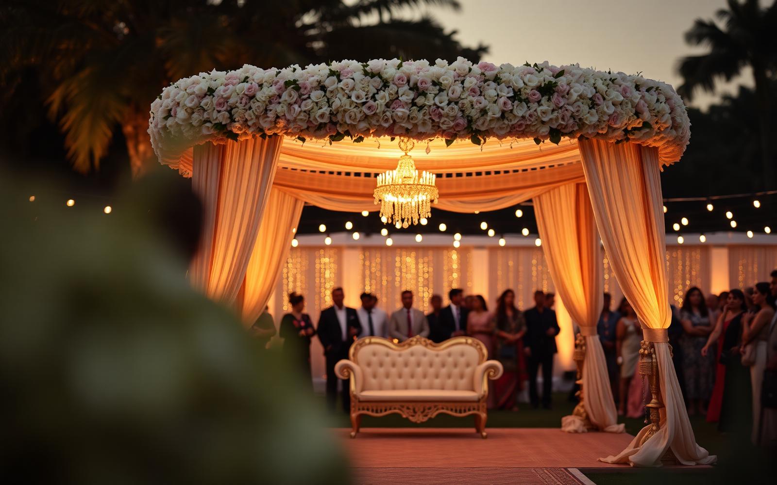 Luxury Indian wedding venue at sunset